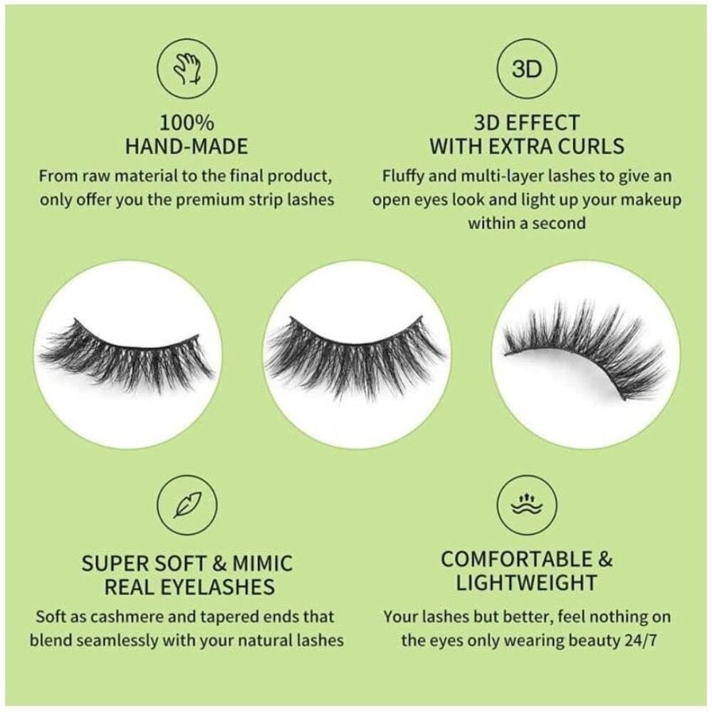NEW Natural Faux Mink 6 Piece False Eyelashes 15 mm Vegan Multi Layered H3 - Picture 5 of 5